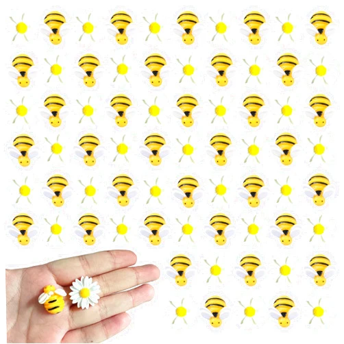 Nexolia 70Pcs Bee Daisy Decorations, Resin Cartoon Daisy Bumblebee Decor, Suitable for DIY Decoration of Phone Cases, Gardens, and Cakes