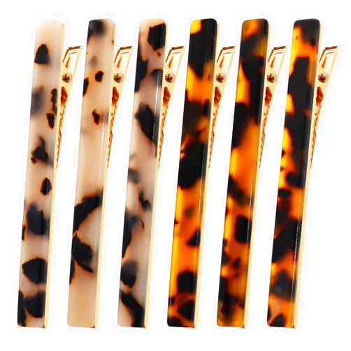Cobahom 6 Pack Leopard Print Hair Clips Duckbill Hair Clip Metal Duck Teeth Hair Pins Chic Tortoise Shell Hair Barrettes for Women and Girls