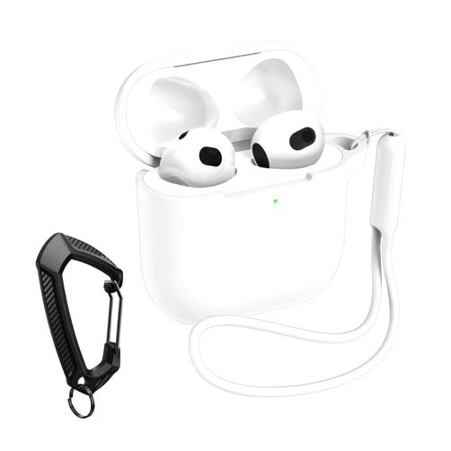 MILPROX Case Compatible for AirPods 4 Case - Soft Silicone Protective Skin Cover with Keychain/Strap, Front LED Visible, Shockproof Slim Cases Compatible for Airpod 4th Generation - White