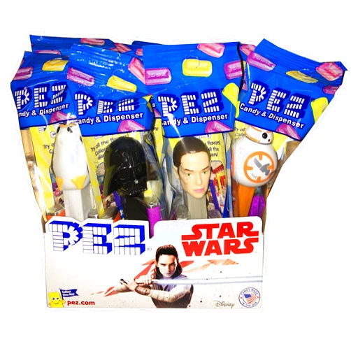 PEZ Candy Star Wars Random Assortment of Pez Dispensers With 2 Rolls of Refills Each (Pack of 12)