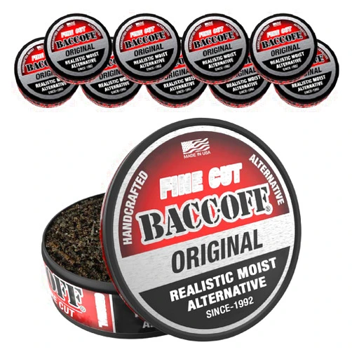 BACC OFF 10 Cans, BaccOff Original Fine Cut, Black Tea Base with Bold, Smoky Flavors