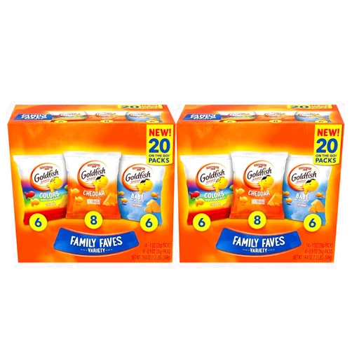 Goldfish Family Faves Crackers, Cheddar, Colors and Baby Crackers Snack Packs, 20-Ct Variety Pack (Pack of 2)