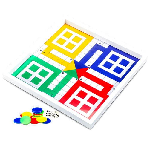 Sonwyoung Ludo Board Game with Glass Top, Ludo Board Game with 16 Tokens and 2 Dice, Puzzle Board Game for Family Adults Christmas Thanksgiving Birthday Party Supplies Rustic Vintage Home Decor Gifts