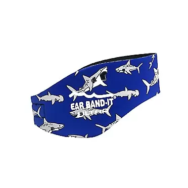 EAR BAND-IT Ultra Swimming Headband - Best Swimmer's Headband - Keep Water Out, Hold Earplugs in - Doctor Recommended - Secure Ear Plugs - Invented by ENT Physician Sharks Large (ages 9yrs to adult)