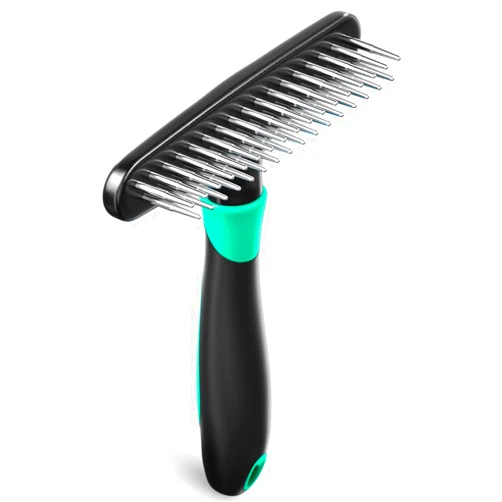 DOGI Dog rake deshedding dematting Brush Comb - Undercoat rake for Dogs, Cats, matted, Short,Long Hair Coats - Brush for Shedding, Double Row Stainless Steel pins - Reduce Shedding by 90% (Green)