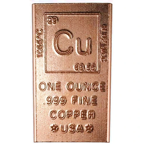Unique Metals 1 oz Copper bar - 999 Pure Chemistry Element Design with Certificate of Authenticity by Unique Metals