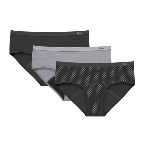 Hanes womens Comfort, Period. Hipsters, Super Leaks Post-partum & Period Underwear, 3-pack