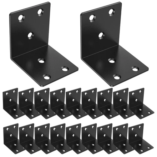 Riuog 20 Pcs Metal Corner Braces, 2in L Brackets for Wood, 90 Degree Heavy Duty Wide Corner Black Metal Corner Bracket for Wood Furniture Bed Chair