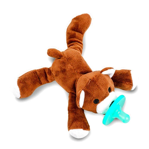 BabyLuv Teddy Bear Stuffed Animal Pacifier Holder, Latex-Free Soother with Stuffed Toy, Calming and Easy to Clean Baby Stuff, Newborn Pacifier- BabyLuv