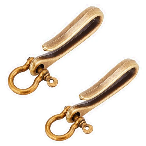 PH PandaHall 2 Sets Fish Hook Key Chains, Antique Bronze Key Rings, Wallet Clip Belt Buckle, Solid U-Shaped Key Chain, Belt Key Ring Pocket Clip with Key Fob Heavy Duty Car Key Chain