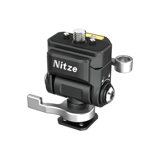 Nitze Quick Release Camera Monitor Mount (NATO Rail with 1/4” Screw and Retractable Pins to Cold Shoe), Field Monitor Mount with Adjustable NATO Clamp, 170° Tilt and 360° Pan - N54-S1