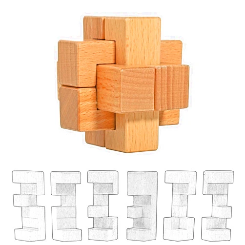 Onietoiy 12 Steps 3D Beech Wood Challenge Wooden Brain Teaser Puzzles Toys Love's Dozen Puzzle Unique Fidget Games Mini Size IQ Educational Assembly and Disentangment Toy Gift for Kids and Adults