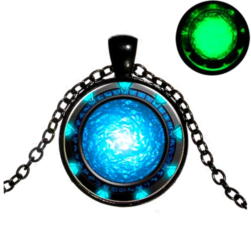 AttractionOil.com Glow in the Dark Stargate Portal Black on Black Necklace