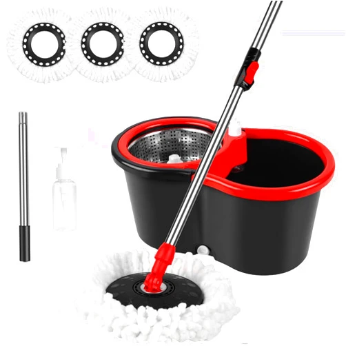 Roixeeds Spin Mop and Bucket with Wringer Set, 360° Spinning Mop Bucket System with 3 Microfiber Mop Replacement Heads, 61