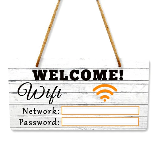 DlaeKua WiFi Sign for Restaurant Home Business Centerpieces 10x5 Inch WiFi Password Hanging Plaque for Cafe Visitors Guests WiFi Decorations Home Decor Internet Password Sign Double Sided Sign
