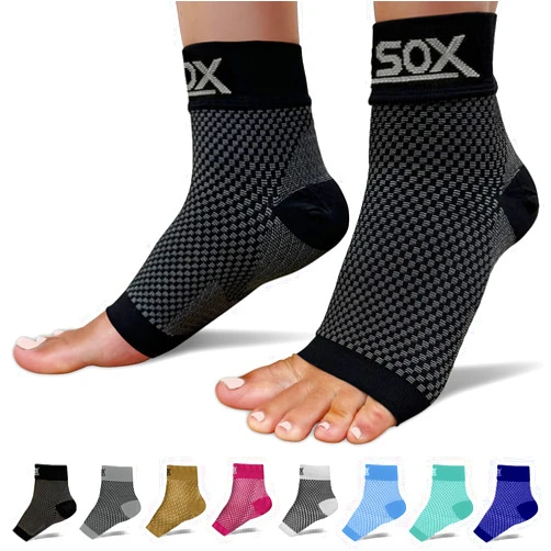 SB SOX Plantar Fasciitis Compression Socks - Plantar Fasciitis Relief for All Day Wear - Best Ankle Sleeve and Arch Support for Foot Pain and Comfort (Black, Medium)