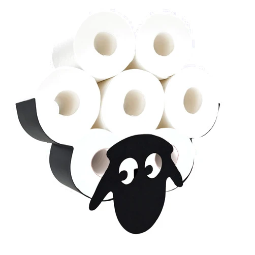 CUKE2BEET Sheep Toilet Paper Storage Hold, Wall Mounted Floating Shelf Toilet Paper Roll Holder with Storage, Funny Animal Bathroom Tissue Organizer