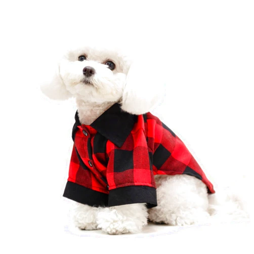 KOOLTAIL Dog Shirt, Red Buffalo Plaid Pet Shirts, Black Color Clash Cute Dog Apparel Clothes Suitable for All Seasons, Comfortable Dog T-shirt for Small Medium Large Dogs Cats, Pet Outfit Costume, M