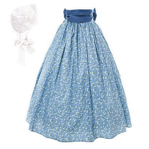 NSPSTT Women Pioneer Colonial Skirt Girls Peasant Prairie Skirt Civil War Trek Floral Costume
