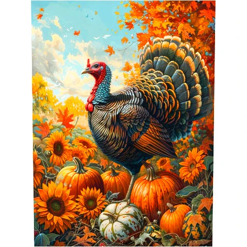 Theshai 5D DIY Diamond Art Kits for Adults Turkey, Diamond Art Halloween, Round Full Drill Crystal Rhinestone Embroidery Cross Stitch Diamond Arts for Home Wall Decoration 12X16Inch-2