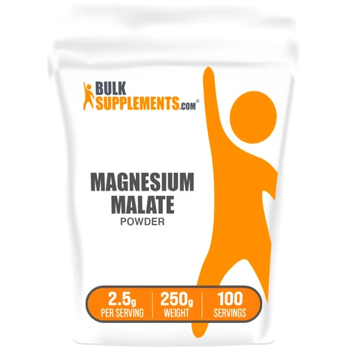 BulkSupplements.com Magnesium Malate Powder - Magnesium Supplements, High Bioavailabilty - Unflavored & Gluten Free, 2.5g per Serving, 250g (8.8 oz) (Pack of 1)