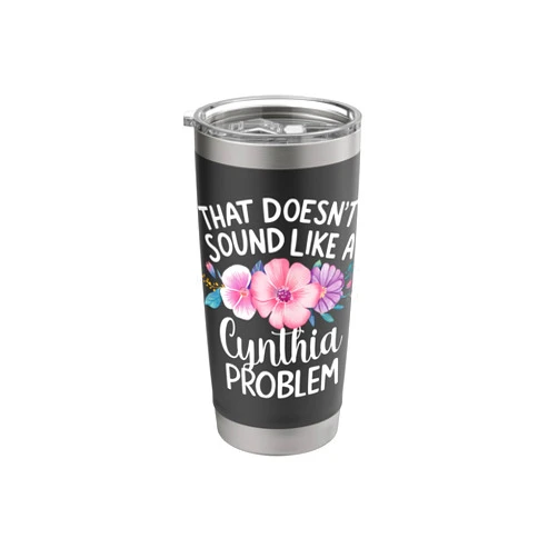 Retro Gift For Women Gift For Cynthia Cynthia Personalized Cute Flower Girls Cynthia Name Stainless Steel Insulated Tumbler