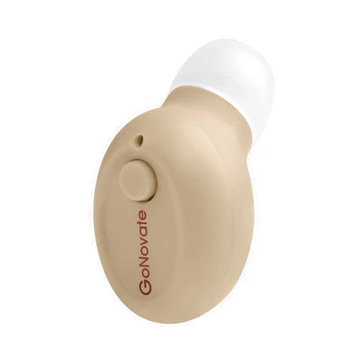 GoNovate G8 Bluetooth Earpiece Wireless Mini Earbud, 6 Hrs Playtime 2 Magnetic USB Chargers Invisible Headphone Tiny Smallest Headset Car Earphone with Mic for Samsung Galaxy -Khaki (1 Piece)