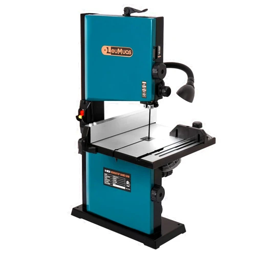 LeuMuas 3A 9 Inch Benchtop Band Saw,Low Noise Induction Motor Bandsaw with 360° Adjustable Light,Steel Base,Cast Aluminum Table,Miter Gauge System.Anti-Shake Band Saws for Woodworking,2500FPM & 1720RPM