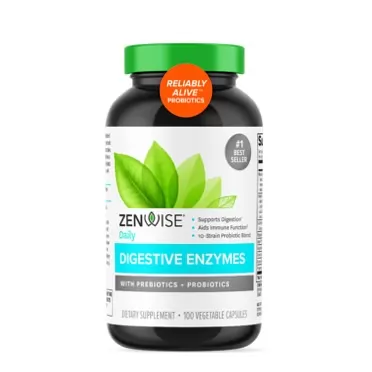 Zenwise Health Zenwise Digestive Enzymes Probiotics and Prebiotics - Digestion and Bloating Relief for Women and Men, Lactose Absorption with Amylase & Bromelain, 100 Count