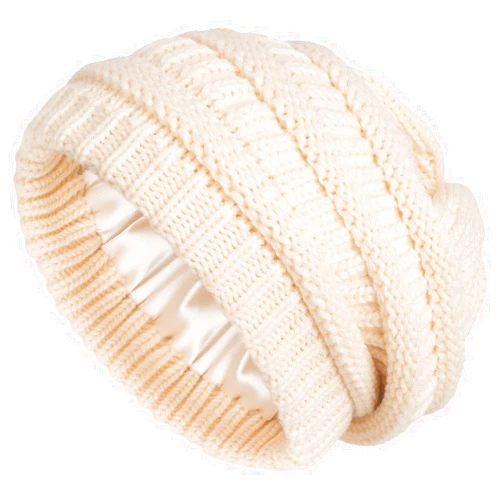 Lvaiz Winter Knit Beanie for Women Satin Lined Cable Thick Chunky Cap Mens Soft Slouchy Warm Hat