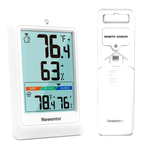 Newentor Indoor Outdoor Thermometer Wireless, Remote Temperature Monitor Hygrometer, Outside Inside Thermometers with Comfort Indicator, 4