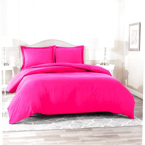 RESTURA Duvet Cover 2 Pillow Shams - Alaska King (132 x 120) Inches - Egyptian Cotton 800 Thread Count Comforter Cover Zipper Closure 3 Pieces Hot Pink Duvet Covers Set
