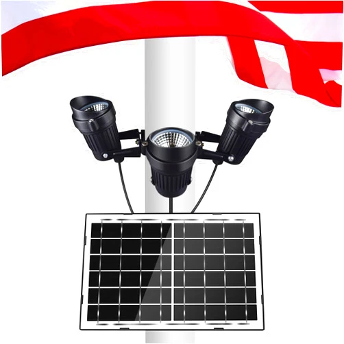 SYZJGCCR Flag Pole Light Solar Powered 3 Aluminum Super-Spotlights 14W12000mA Battery Adjustable Screws Fits 2-4''100%Flag Coverage-Light Up American Flag Outdoor with Solar FlagPole Light from Dusk to Dawn