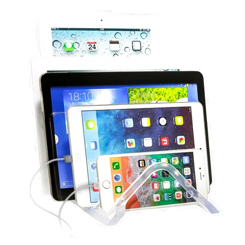 Prosumer's Choice Universal 5 Tablet and Smartphone Charging Organizer Rack Desktop Stand Holder | for Home or Office Supplies | Tablet Divider Stand - Clear