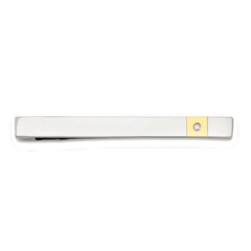 Avariah Diamonds Avariah Chisel Stainless Steel Polished Yellow IP-plated .03 Carat Diamond Tie Bar - 47mm