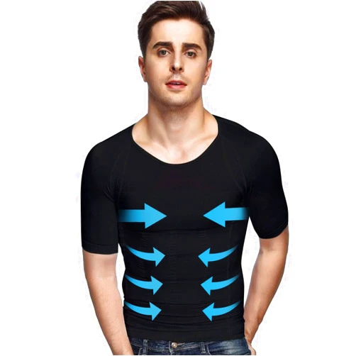 Odoland Men's Body Shaper Slimming Shirt Tummy Vest Thermal Compression Base Layer Slim Muscle Short Sleeve Shapewear