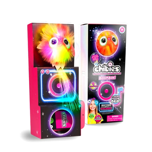 WOW! PODS Chibies Boom Box - Sparkle | Cute Fluffy Party Pets That Flash to The Beat of Music | Interactive Animal Soft Toy Characters