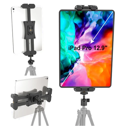 Cenawin Tablet Tripod Mount Adapter with Ball Head, iPad Holder for Tripod, Selfie Stick, Monopod, Compatible with iPad Pro, iPad Air, iPad Mini, 4.7-12.9 Inch Tablets