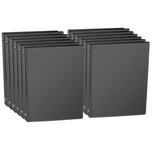 CIXILDTS 1-inch Round Ring Binder, Standard 3 Ring Binder Fit Letter Size Paper, Presentation View Binders, Black,12-Pack