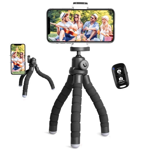 Ubeesize Phone Tripod, Portable and Flexible Tripod with Wireless Remote and Clip, Cell Phone Tripod Stand for Video Recording Black