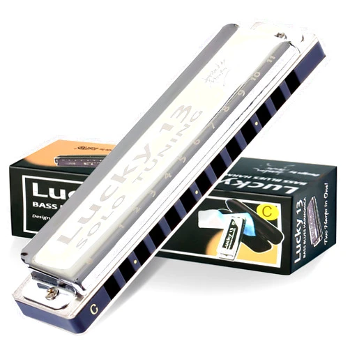 East top Lucky 13 Bass Plus Blues Harmonica 13 Holes Diatonic Harp Mouth Organ Professional Musical Instruments Solo harmonica C key for Adults