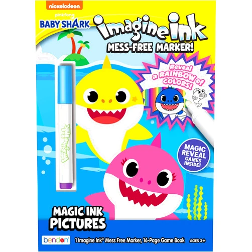 Bendon Baby Shark 16-Page Imagine Ink Coloring Book with Mess Free Marker 47220
