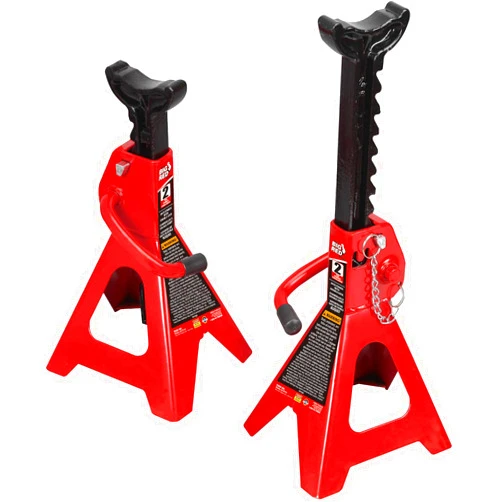 BIG RED T42002A Torin Steel Jack Stands: Double Locking, 2 Ton (4,000 lb) Capacity, Red, 1 Pair