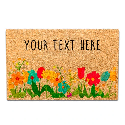 FZYTMY Your Text Here Spring Flowers Doormat Custom Personalized Doormats Indoor Outdoor Entrance Floor Mat Home Welcome Front Door Mat Non Slip Rubber Backing