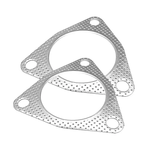 LLII 2PCS Exhaust Gasket 3 Bolt Metal Exhaust Pipe Seal Gasket for Multifunctional Manifold/Header/Muffler/Catalytic Converter/Exhaust Turbo,3 Holes High Temp Exhaust Flange Gasket(3In)