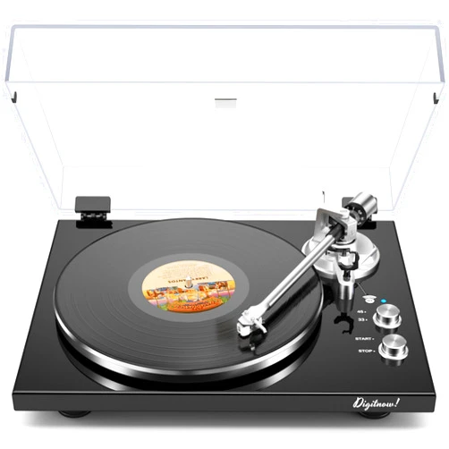 DIGITNOW Belt Drive Turntable for Vinyl Record Player, Bluetooth Output, Built-in Phono Preamp, USB Digital Output, Magnetic Cartridge, 33/45 RPM, High-Gloss Wood Design, No Built-in Speakers