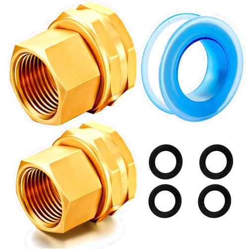 YELUN Solid brass Garden Hose Fittings Connectors Adapter Heavy Duty Brass Repair Female to Female Double Female dual water hose connector(3/4