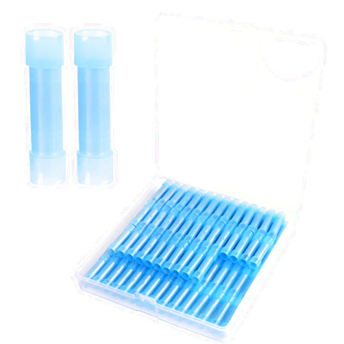 Oriental Dragon 100pcs PA66 Nylon 16-14 AWG Wire Connectors Electrical Crimp Butt Connector Fully Insulated Splice Wire Terminals Blue