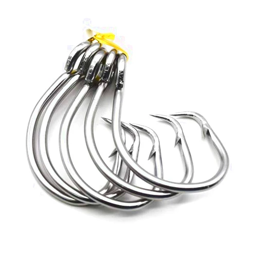 SENYUBBY 11/0-16/0 Big Game White Forged Offset Circle Hooks Shark & Swordfish (Pack of 10)