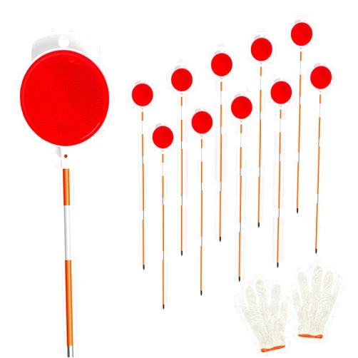 AHKUNMT 10Pcs Reflective Driveway Markers,48in Reflective for Driveway on Poles, Orange Fiberglass Snow Stakes with Double Sided Reflector and Reflective Tape for Parking Lots, Walkways and Sidewalks (10)